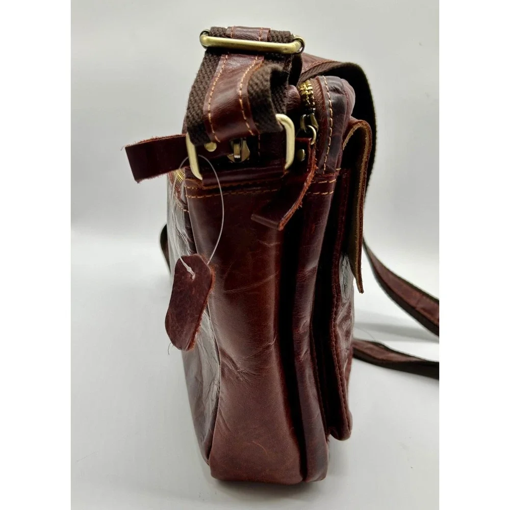 Leather Messenger Bag Brown Business Laptop Shoulder Briefcase Handbag‎